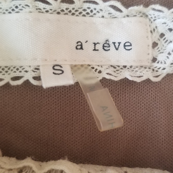 A'Reve Sweater Dress. Lace Crocheted Trim and Cowl Neck. Hem Contrast. Size S. - Picture 5 of 8